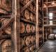 Whiskey aging in oak barrels
